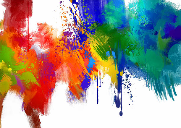 abstract colorful paint stroke on white background abstract colorful paint stroke on white background.digital painting acrylic painting stock illustrations