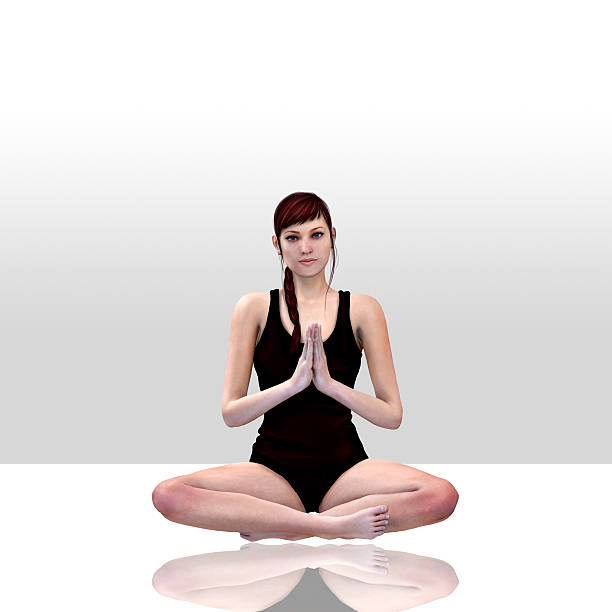 istock 3d render of a female doing yoga 487730288