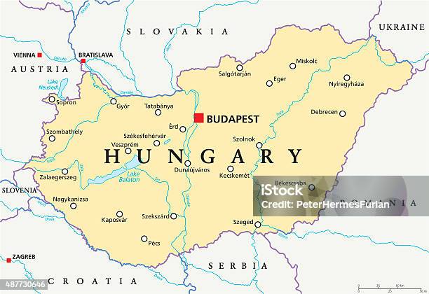 Ungheria Mappa Politica - Immagini vettoriali stock e altre immagini di Ungheria - Ungheria, Carta geografica, Budapest