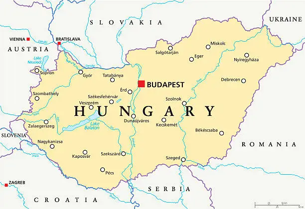 Vector illustration of Hungary Political Map