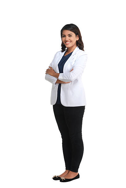 Asian female doctor standing fullbody