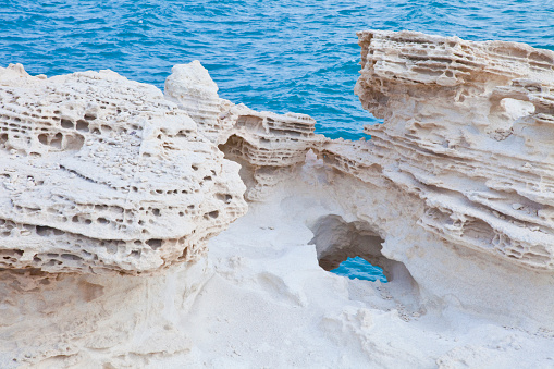 Los Escullos eroded rocks in Cabo de Gata. 