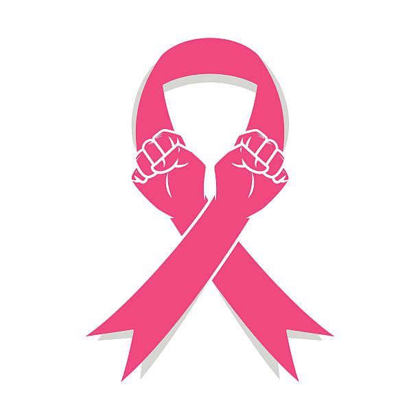 kampf gegen krebs, pink ribbon - breast cancer breast cancer awareness ribbon social awareness symbol human hand stock-grafiken, -clipart, -cartoons und -symbole