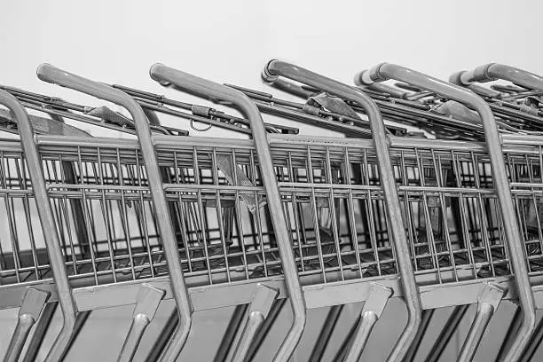 Close - up Row of shopping cart at departmentstore