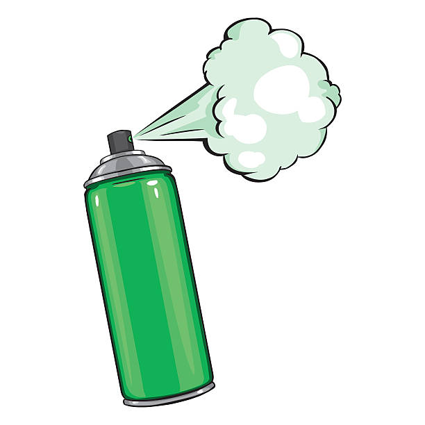 ilustraciones, imágenes clip art, dibujos animados e iconos de stock de vector de dibujos animados con aerosol de pintura verde - spray paint vandalism symbol paint