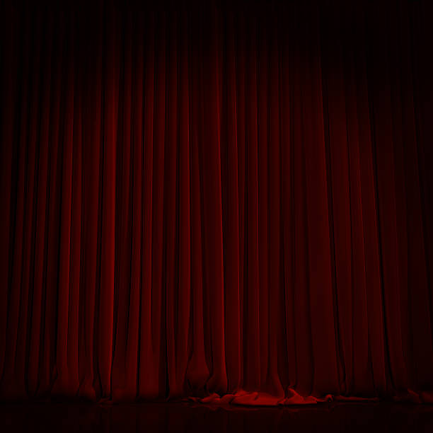istock Red curtain in theater. 487737258