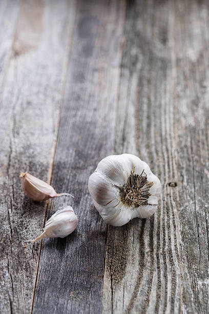 Garlic on a Wooden Table stock photo