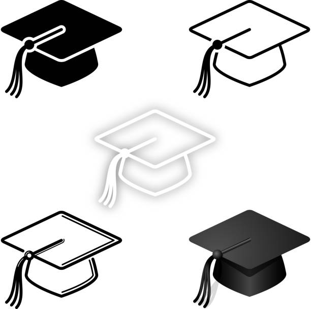 ilustrações de stock, clip art, desenhos animados e ícones de conjunto de formatura ícone - graduation adult student mortar board diploma