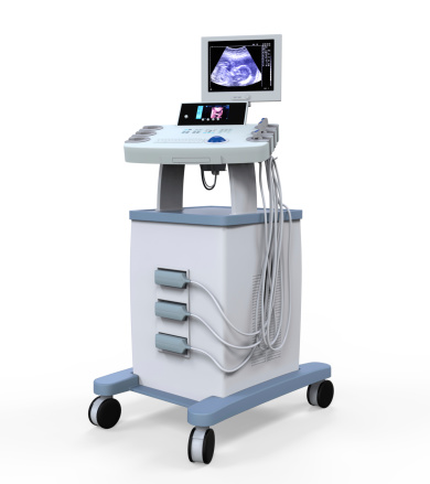 Medical Ultrasound Diagnostic Machine isolated on white background. 3D render