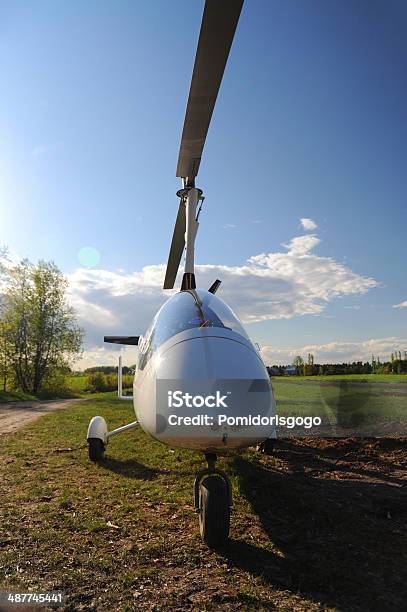 White Gyroplane Parked On The Private Airfield Stock Photo - Download Image Now - Autogyro, Air Vehicle, Aircraft Canopy