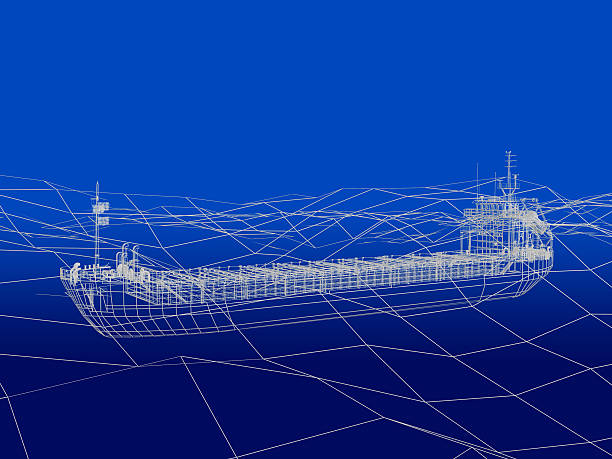 istock 3D wireframe of ocean liner in ocean 487747369