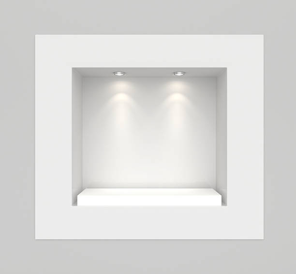 istock Showcase with lights and podiums for samples product 487748474