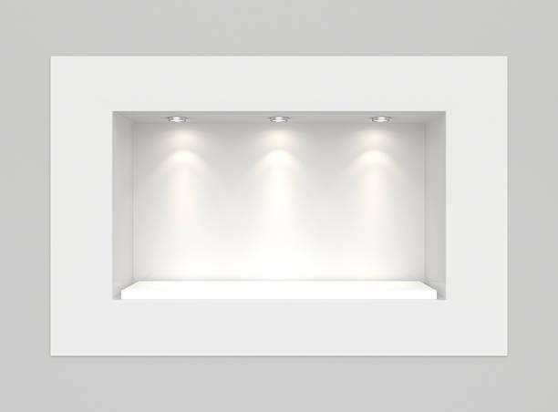 istock Showcase with lights and podiums for samples product 487748478