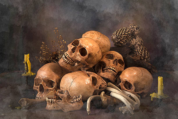 istock Still life with skull and death. 487748542