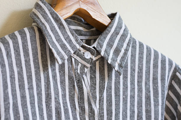 istock Black and white linen shirt 487749018