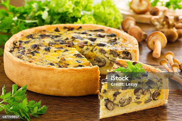 Mushroom Pie With Cheese And Wild Mushrooms Stock Photo - Download Image Now - Baked, Cabbage, Chalkboard - Visual Aid