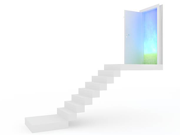 istock magic door , landscape behind the opening door 3D 487750415