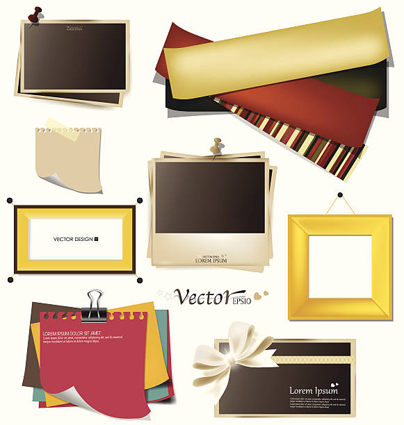 istock Collection of vintage photo frames, frames and paper 487750983