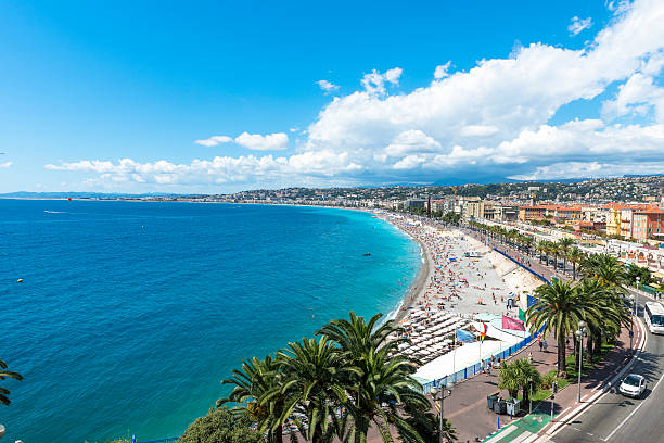 istock Aerial view of beach in Nice 487751087