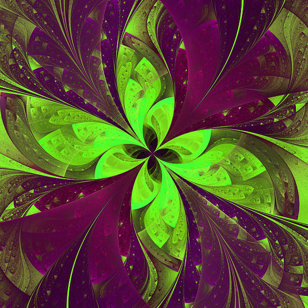 istock Beautiful fractal flower in purple and green. Computer generated 487751129
