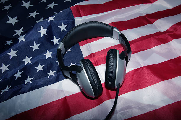 istock Earphones on American Flag 487751354
