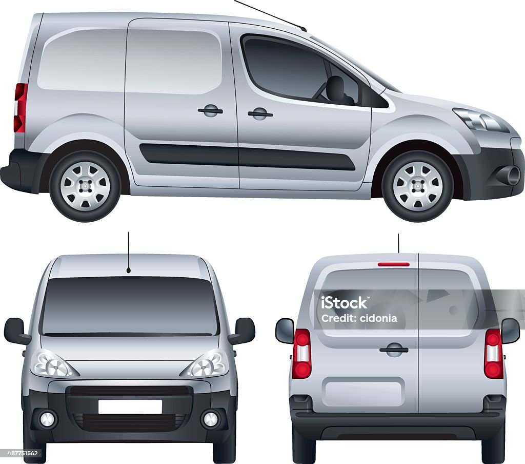Van Rear Vector Silver Vector Van Stock Illustration - Download Image Now - Rear View ...