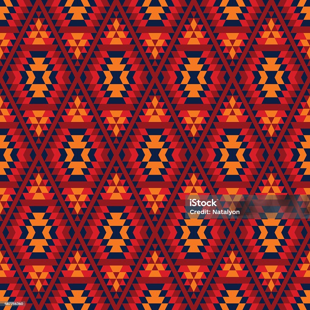 Colorful red yellow blue aztec geometric ethnic seamless pattern, vector Colorful red yellow blue aztec diamond ornaments geometric ethnic seamless pattern, vector Pattern stock vector