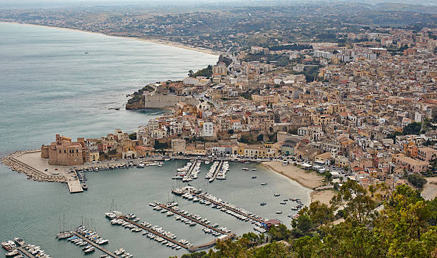 Small port in Castellammare del Golfo, Sicily, Italy stock photo