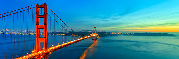 ゴールデンゲートブリッジ - panoramic san francisco bay area golden gate bridge san francisco bay ストックフォトと画像