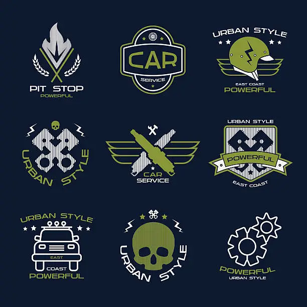 Vector illustration of Car service badges and logo