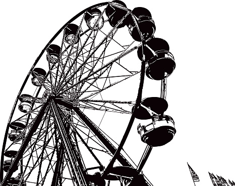 Line art vector of a Ferris Wheel. Isolated on white.