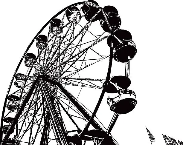 Vector illustration of Ferris Wheel Line Art