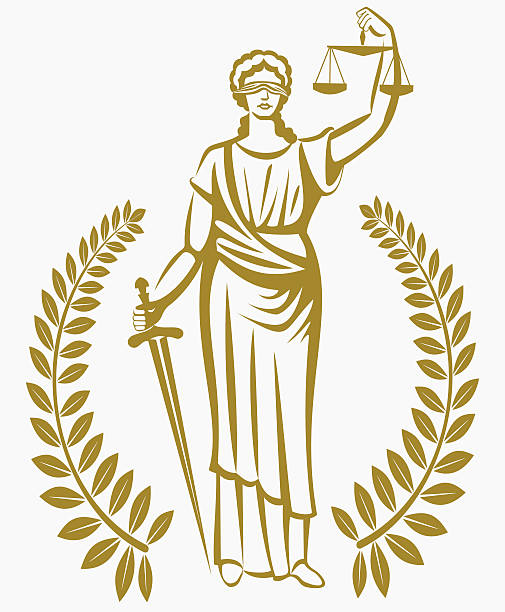 lady justice . Greek goddess Themis . .  fair trial . Law . Laurel wreath . justice . Greek goddess Themis . Equality .  fair trial . Law . Laurel wreath . balance silhouettes stock illustrations