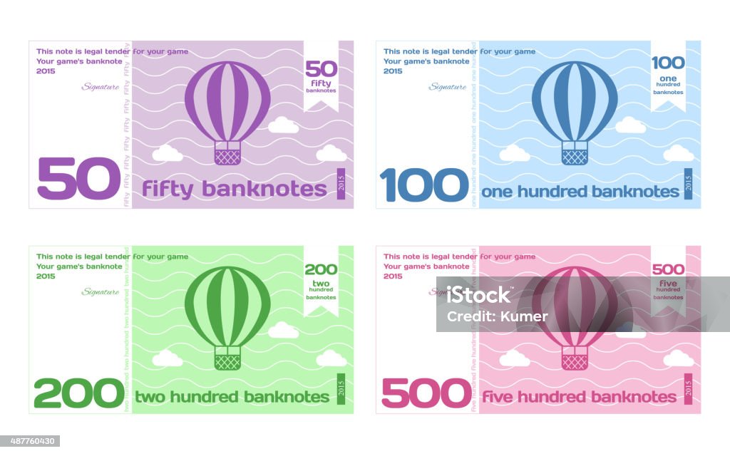 Banknote Style Vector Abstract Cute Color Banknote Templates Set Stock Illustration ...