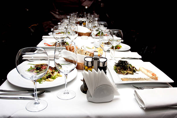 istock Served table in a restaurant at the holiday eve 487760678