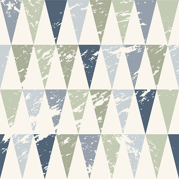 Seamless Geometric Grunge Texture with Blue and Grey Triangles vector art illustration
