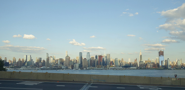skyline of Manhattan in New York on a hot summer day