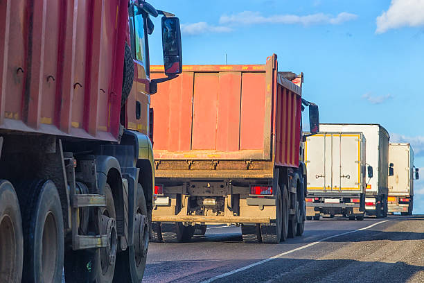 istock trucks and dump trucks go on highway 487765928