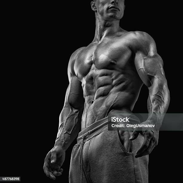 Closeup Of Athletic Muscular Man Stock Photo - Download Image Now - Body Building, Gym, Health Club