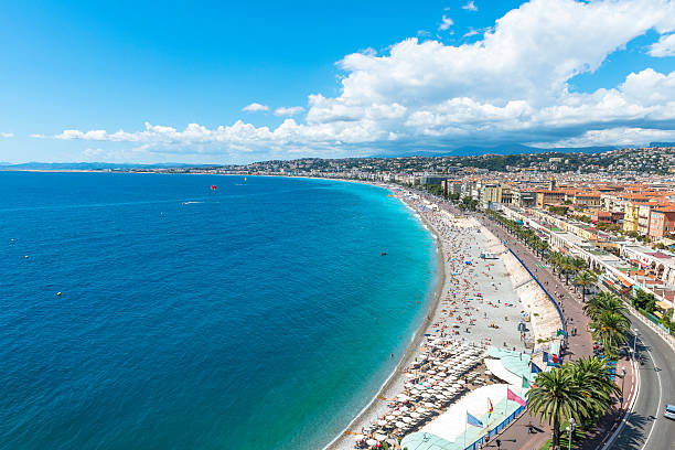 istock Aerial view of beach in Nice 487769751