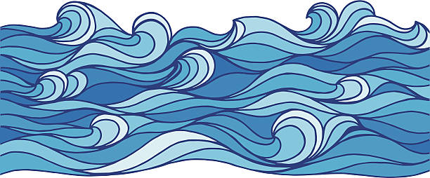 fale oceanu - wiatr obrazy stock illustrations