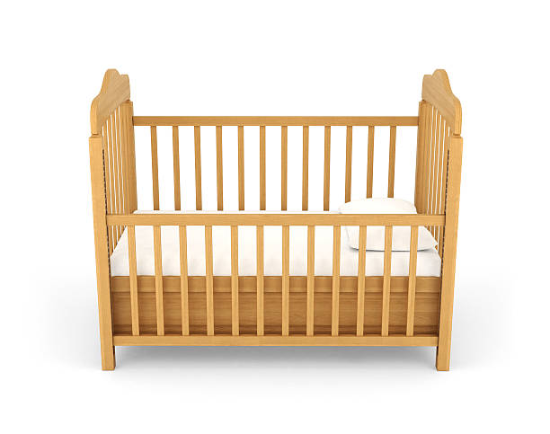 istock Baby bed wooden isolated on a white background 487771762