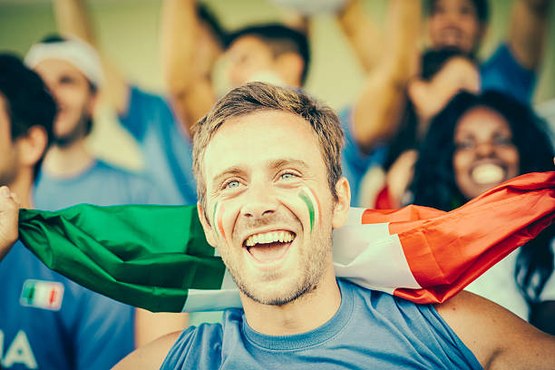 Italy Supporters at the Stadium stock photo