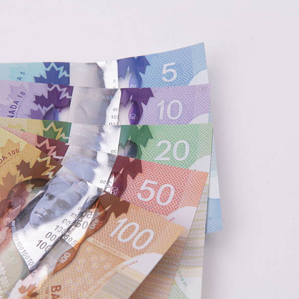 detail der neuen canadian polymer-rechnungen - canadian dollars canada bill one hundred dollar bill stock-fotos und bilder