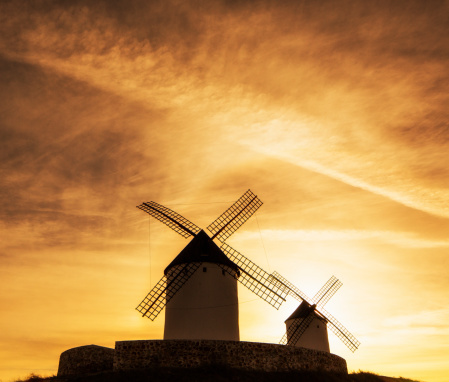Windmills in Cerro Alcazar de San Juan Castilla La Mancha Spain