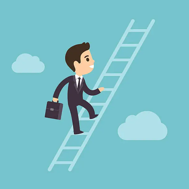 Vector illustration of Climbing corporate ladder