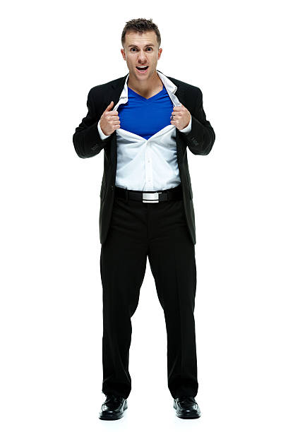 istock Businessman acting like superhero 487777612