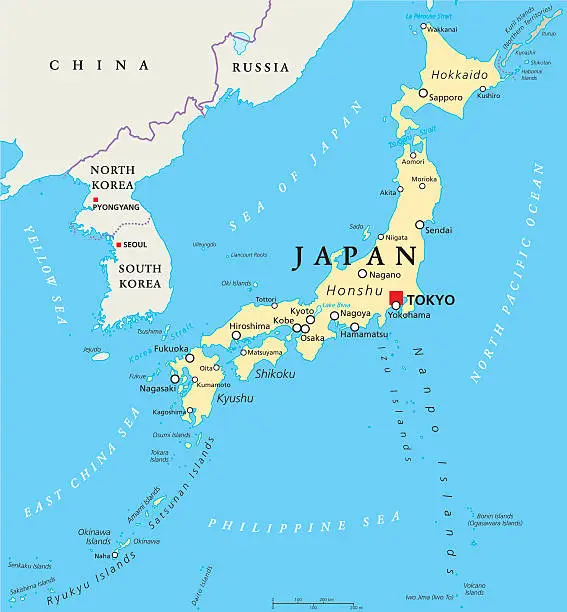 Vector illustration of Japan Political Map