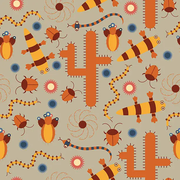Vector illustration of Seamless Pattern Background on Desert Theme