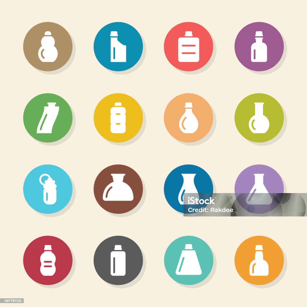 Bottles Icons Set 3 - Color Circle Series Bottles Icons Set 3 Color Circle Series Vector EPS10 File. Bottle stock vector
